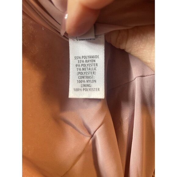 New St. John Gossamer Draped Peach Plaid Midi-Dress size 10 - Picture 10 of 15